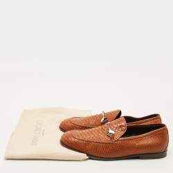 Pre Owned Jimmy Choo Size 42.5 Tan Python Leather Slip On Loafers