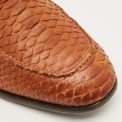 Pre Owned Jimmy Choo Size 42.5 Tan Python Leather Slip On Loafers