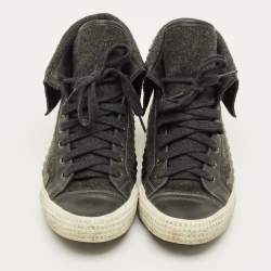 Pre Owned حذاء رياضي جيمي تشو سبنسر جلد وصوف رمادي مرصع برباط مقاس 41