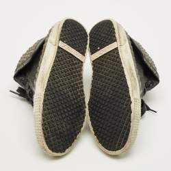 Pre Owned حذاء رياضي جيمي تشو سبنسر جلد وصوف رمادي مرصع بر باط مقاس 41