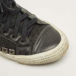 Pre Owned حذاء رياضي جيمي تشو سبنسر جلد وصوف رمادي مرصع برباط مقاس 41