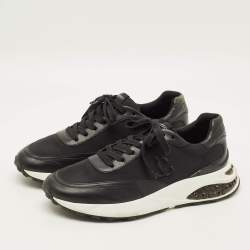 Pre Owned Jimmy Choo Memphis Size 44 Black Leather and Neoprene Lace Up Sneakers