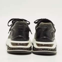 Pre Owned Jimmy Choo Memphis Size 44 Black Leather and Neoprene Lace Up Sneakers