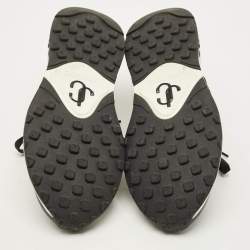 Pre Owned Jimmy Choo Memphis Size 44 Black Leather and Neoprene Lace Up Sneakers