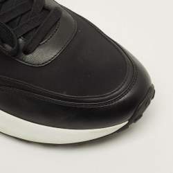 Pre Owned Jimmy Choo Memphis Size 44 Black Leather and Neoprene Lace Up Sneakers