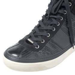 Jimmy Choo Black Suede And Python Embossed Leather High Top Sneakers Size 42