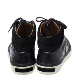 Jimmy Choo Black Suede And Python Embossed Leather High Top Sneakers Size 42