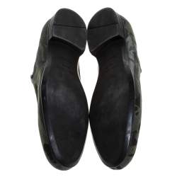 Jimmy Choo Green/Black Camouflage Fabric Sloane Smoking Slippers Size 43