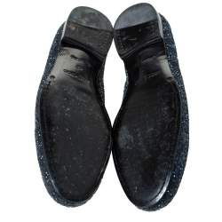 Jimmy Choo Blue Glitter Devour Smoking Slippers Size 42