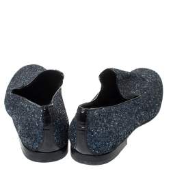 Jimmy Choo Blue Glitter Devour Smoking Slippers Size 42