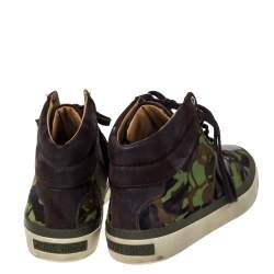 Jimmy Choo Camouflage Printed Pony Hair Belgravia High Top Sneakers Size 44
