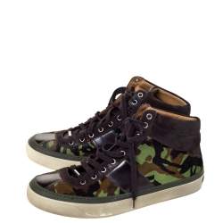 Jimmy Choo Camouflage Printed Pony Hair Belgravia High Top Sneakers Size 44