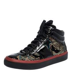 Jimmy Choo Multicolor Printed Canvas and Patent Leather High Top Sneakers Size 41