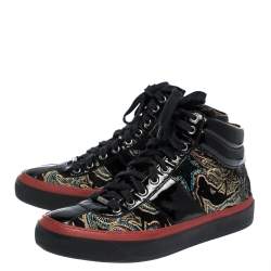 Jimmy Choo Multicolor Printed Canvas and Patent Leather High Top Sneakers Size 41