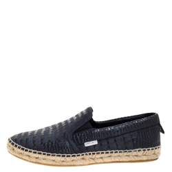 Jimmy Choo Blue Croc Embossed Leather Vlad Slip On Sneakers Size 42
