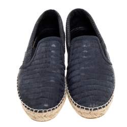 Jimmy Choo Blue Croc Embossed Leather Vlad Slip On Sneakers Size 42