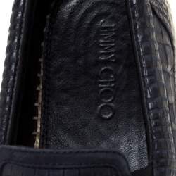 Jimmy Choo Blue Croc Embossed Leather Vlad Slip On Sneakers Size 42