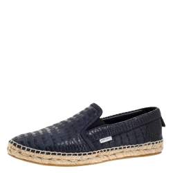 Jimmy Choo Blue Croc Embossed Leather Vlad Slip On Sneakers Size 42