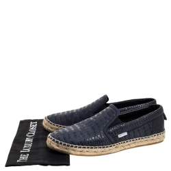 Jimmy Choo Blue Croc Embossed Leather Vlad Slip On Sneakers Size 42