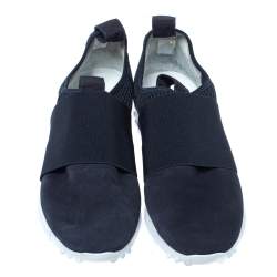 Jimmy Choo Navy Blue Suede and Mesh Slip On Sneakers Size 43