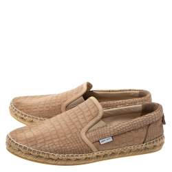 Jimmy Choo Beige Croc Embossed Leather Espadrille Flats Size 42