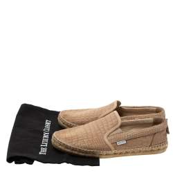Jimmy Choo Beige Croc Embossed Leather Espadrille Flats Size 42