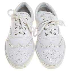 Jimmy Choo White Brogue Leather Brian Sneakers Size 40.5
