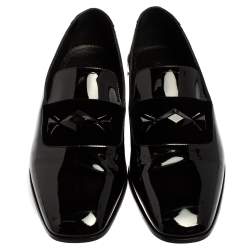 Jimmy Choo Black Patent Leather Slip On Loafers Size 43