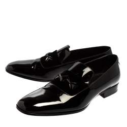 Jimmy Choo Black Patent Leather Slip On Loafers Size 43