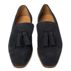 Pre Owned Jimmy Choo Blue Suede Foxley Tassel Loafers Size 41