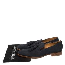 Pre Owned Jimmy Choo Blue Suede Foxley Tassel Loafers Size 41
