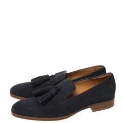 Pre Owned Jimmy Choo Blue Suede Foxley Tassel Loafers Size 41