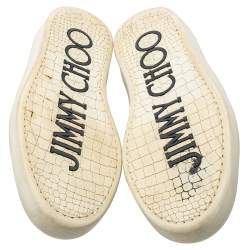 Jimmy Choo Black Croc Embossed Leather Belgravia Low Top Sneakers Size 41