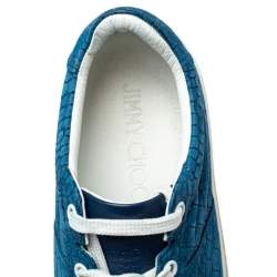 Jimmy Choo Blue Croc Embossed Leather Low Top  Sneakers Size 42
