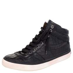 Louis Vuitton Black Crocodile Embossed Leather Sneakers ref.792860 - Joli  Closet