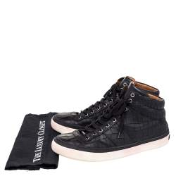 Jimmy Choo Black Crocodile Embossed Leather Belgravia High Top Sneakers Size 45