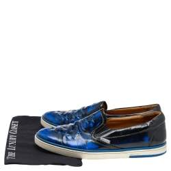 Pre Owned Jimmy Choo Blue Leather Slip on Sneakers Size 45
