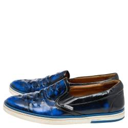 Pre Owned Jimmy Choo Blue Leather Slip on Sneakers Size 45