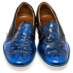 Pre Owned Jimmy Choo Blue Leather Slip on Sneakers Size 45