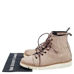 Jimmy Choo Grey Crocodile Embossed Leather High Top Sneakers Size 40