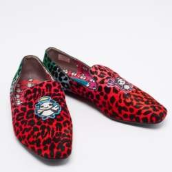 Jimmy Choo Multicolor Calf Hair Slip On Smoking Slippers Size 42