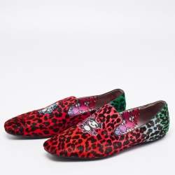 Jimmy Choo Multicolor Calf Hair Slip On Smoking Slippers Size 42