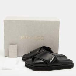 Jimmy Choo Black Leather Joel Slide Sandals Size 39