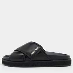 Jimmy Choo Black Leather Joel Slide Sandals Size 39
