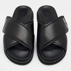 Jimmy Choo Black Leather Joel Slide Sandals Size 39