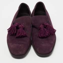 Jimmy Choo Plum Suede Foxley Tassel Loafers Size 42.5