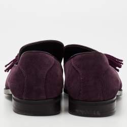 Jimmy Choo Plum Suede Foxley Tassel Loafers Size 42.5