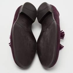 Jimmy Choo Plum Suede Foxley Tassel Loafers Size 42.5