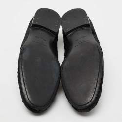 Pre Owned Jimmy Choo Black Jacquard Fabric and Tweed Smoking Slippers Size 41