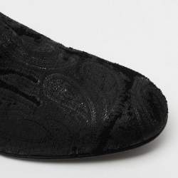 Pre Owned Jimmy Choo Black Jacquard Fabric and Tweed Smoking Slippers Size 41
